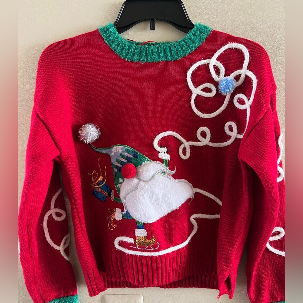 Festive Skating Santa “Ugly Christmas Sweater” XS